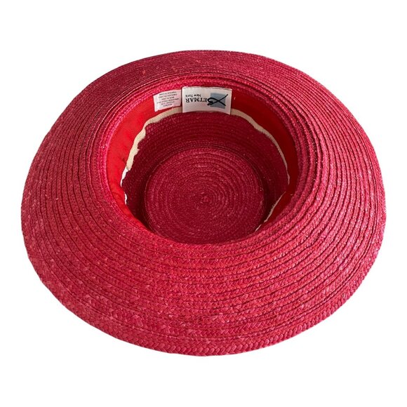 VTG Betmar New York Pink Straw Hat – Wide Brim with Bow – Style G165 - Picture 3 of 5